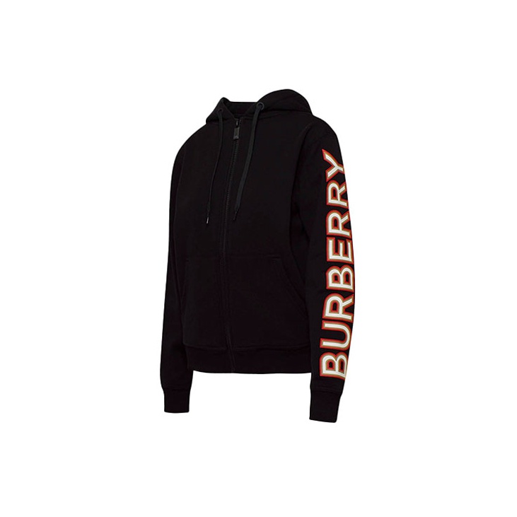 Burberry Women'ss Logo Print Zip-Up Hoodie Black/Multi - POIZON