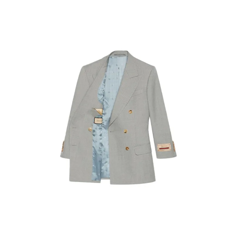 GUCCI Logo Patch Double Breasted Blazer-1
