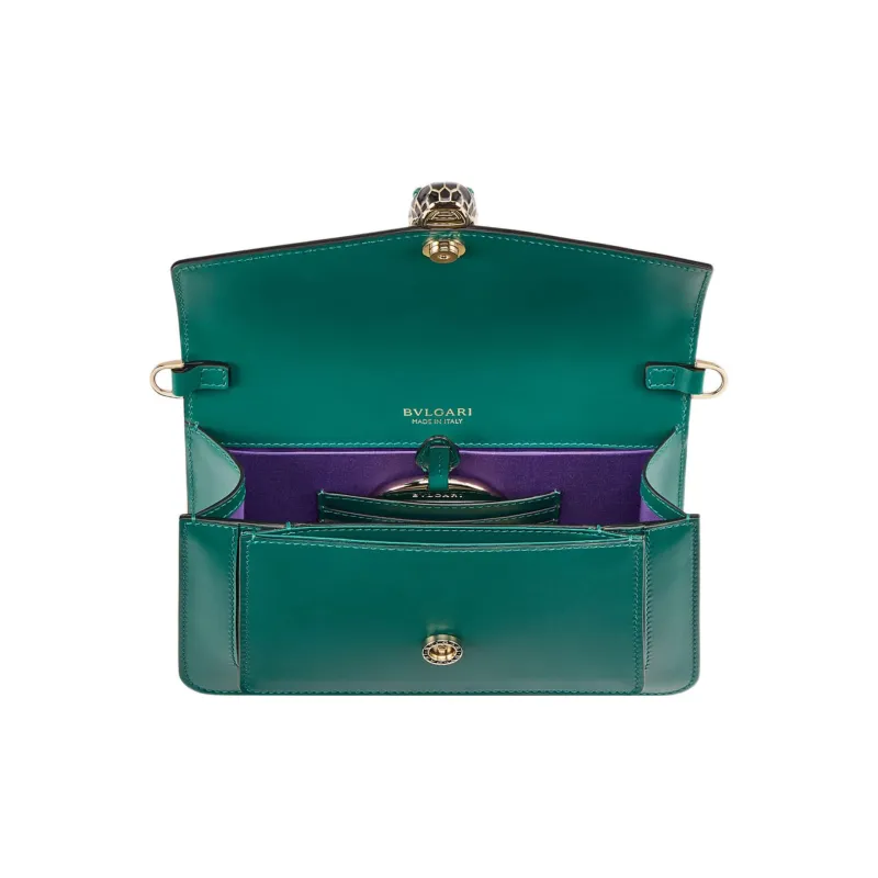 BVLGARI Cow Leather Crossbody Bag, Shoulder Bag Women's Green-3