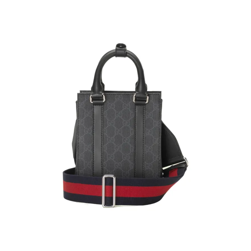 GUCCI Coated Canvas With Leather Tote Bag Shopping Bag Handbag Shoulder Bag Crossbody Bag Mini Men's Black-2