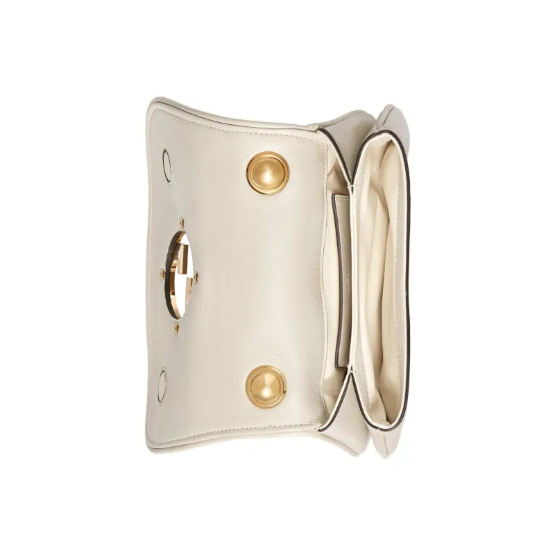 GUCCI Blondie Leather Shoulder Bag Crossbody Bag Handbag Mini Women's White-6