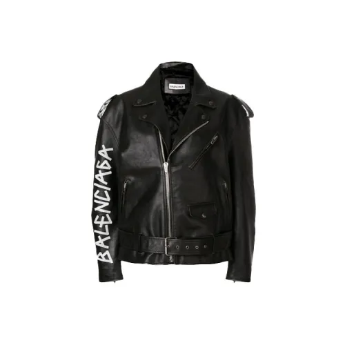 Balenciaga Leather Jackets Women's Black