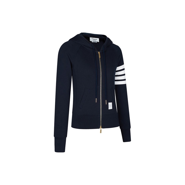 THOM BROWNE 4-Bar Striped Zip-Up Hoodie - POIZON THOM BROWNE 4-Bar Striped Zip-Up Hoodie - POIZON