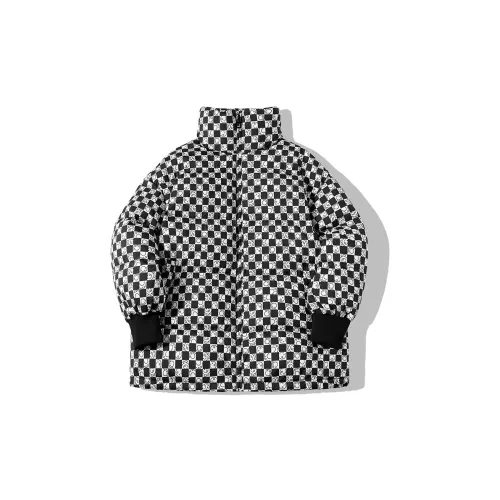 MEETLADY Down Jackets Women's Black/White Plaid