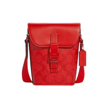 COACH Track Coated Canvas With Cow Leather Shoulder Bag Crossbody Bag Mini Men's Red