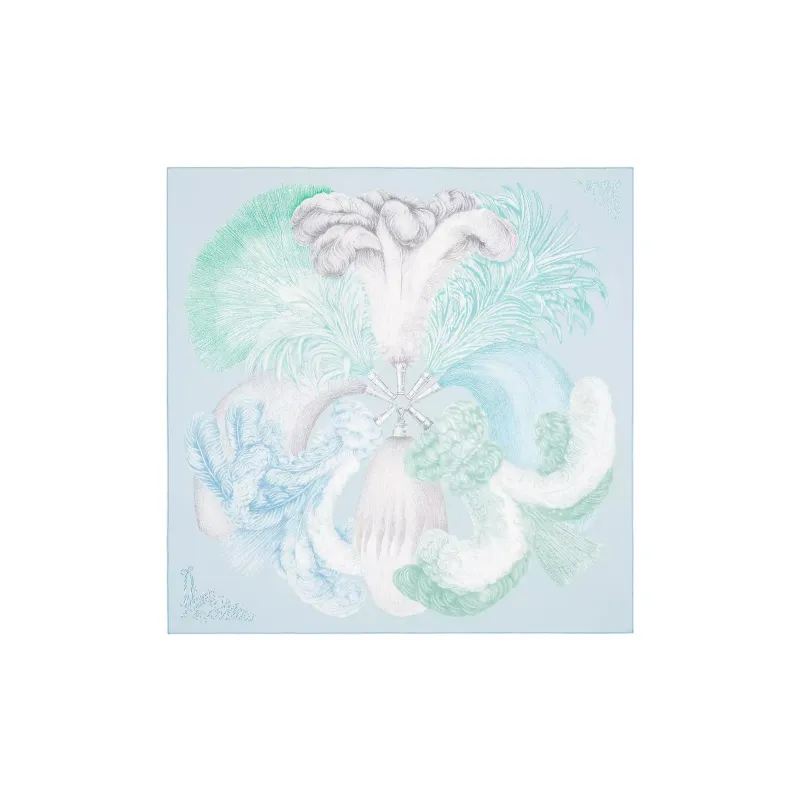 HERMES Silk Scarves Women's Blue/Green/Gray-0