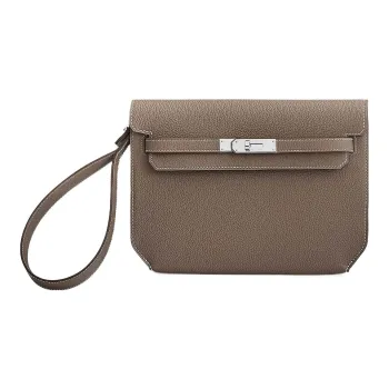 HERMES Kelly Depeches Togo Calfskin Clutch Men's 18 Etoupe Elephant Gray