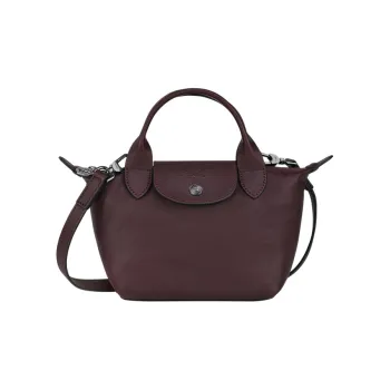 LONGCHAMP Le Pliage Cuir Sheepskin Crossbody Bag Dumpling Bag Handbag Small Size Women's Deep Red