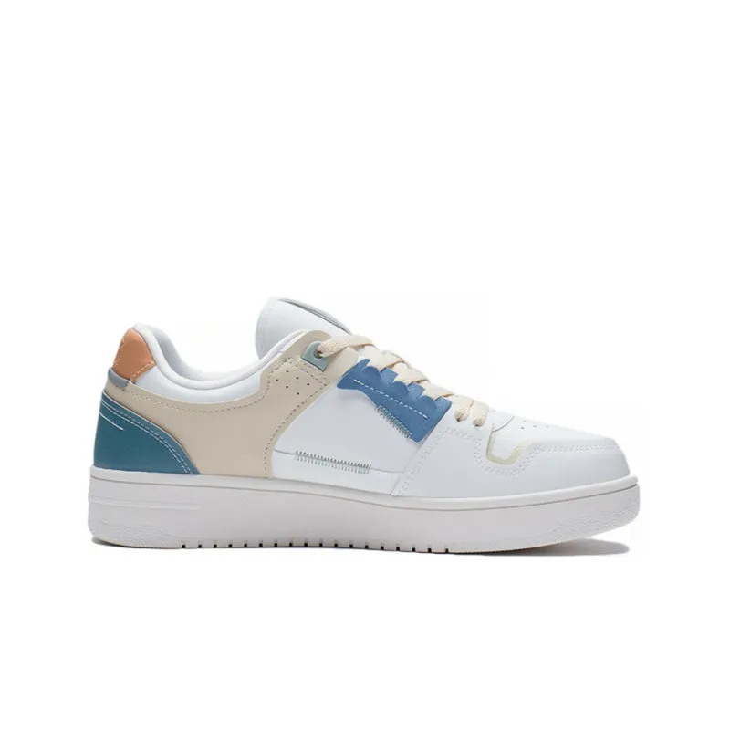 LiNing Tianji Anti Slip Wear Resistant Low Top Skateboard Shoes White Blue Light Brown-1