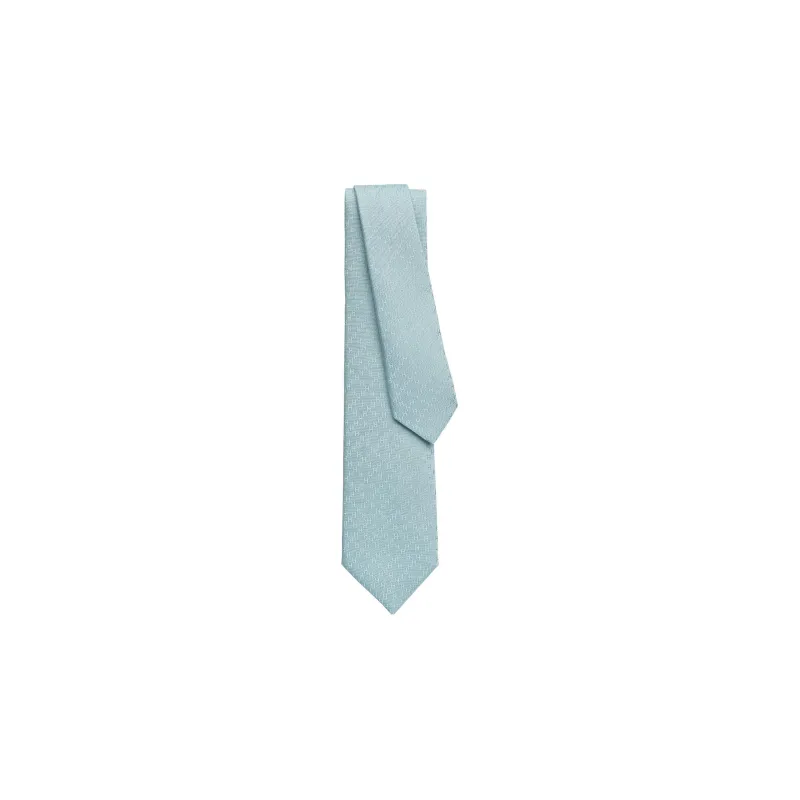 HERMES New H Jacquard Ties Men Light Blue-0