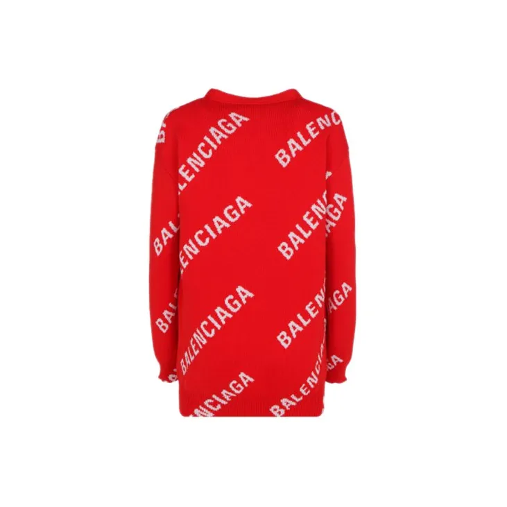 Balenciaga All Over Logo Cardigan 'Red/White'-1