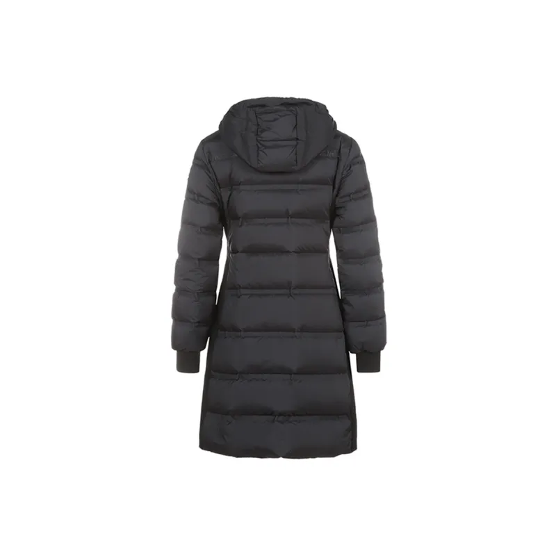 Moncler Solid Color Hooded Long Down Jacket Women's Black-1