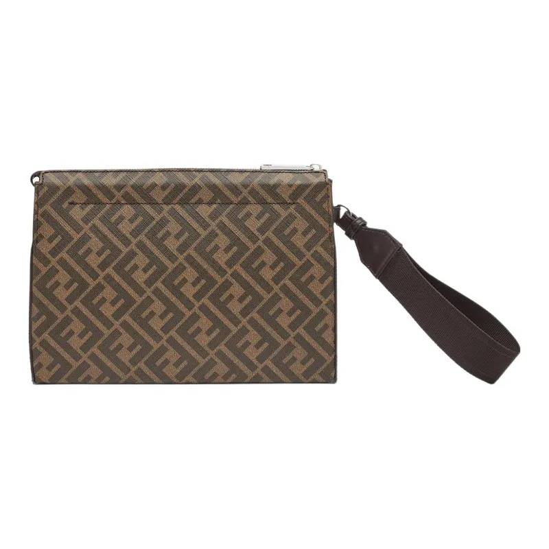 FENDI Cotton Handbags Clutches Men's Brown-2