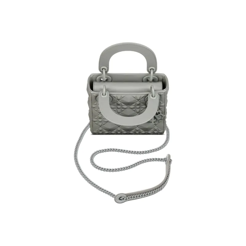 DIOR Lady Dior Cow Leather Shoulder Bag Crossbody Bag Handbags Mini Women's Gray-2