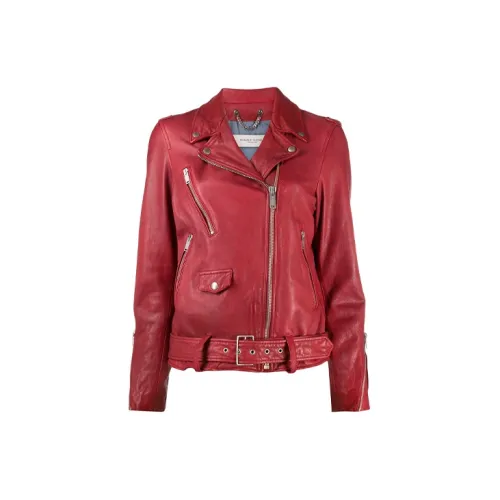 Golden Goose Leather Jackets Women's Red