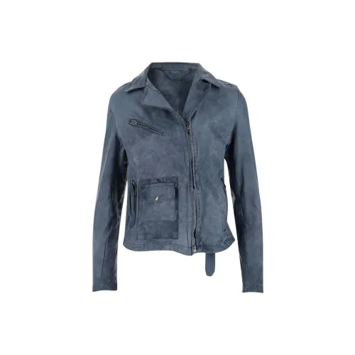 SALVATORE SANTORO Leather Jacket Women's Blue