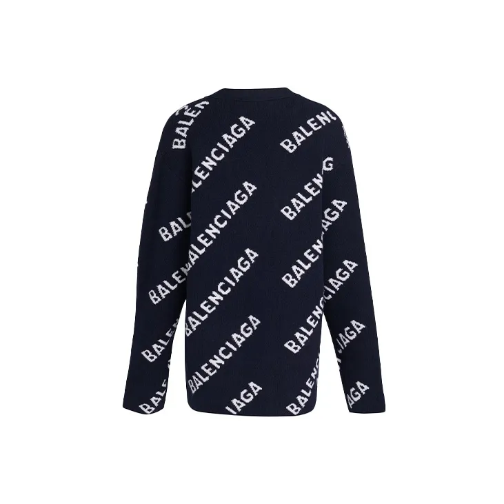 Balenciaga Diagonal Monogram Logo Cardigan 'Navy/White'-1