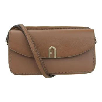 Furla Primula Calfskin Leather Shoulder Bag Women's Brown
