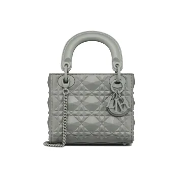 DIOR Lady Dior Cow Leather Shoulder Bag Crossbody Bag Handbags Mini Women's Gray