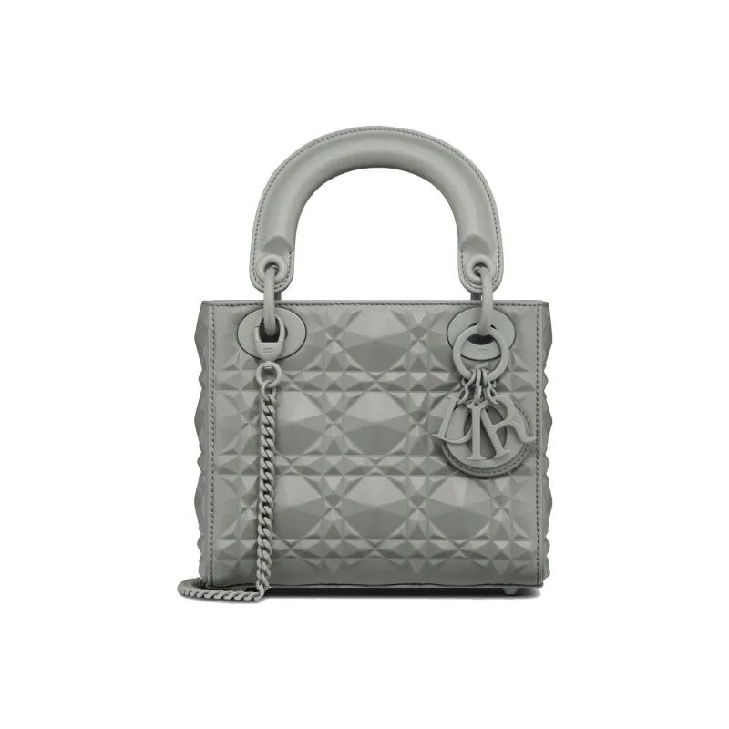 DIOR Lady Dior Cow Leather Shoulder Bag Crossbody Bag Handbags Mini Women's Gray-0