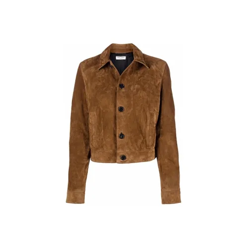 SAINT LAURENT Leather Jackets Women's Brown