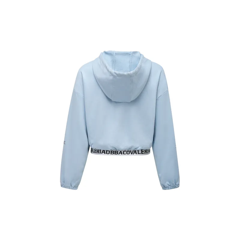 Valeria Obbaco Hooded Loose Fit Sweatshirt Women's Sky Blue-1