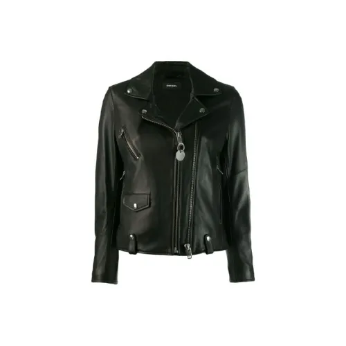 DIESEL Leather Jackets Women's Black