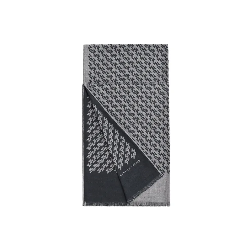 HERMES Knit Scarves Unisex Gray-0