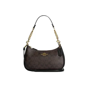 COACH Teri 25 Classic Presbyopia Zipper Closure Underarm Bag Handheld Shoulder Messenger Bag Medium Women's Brown Black