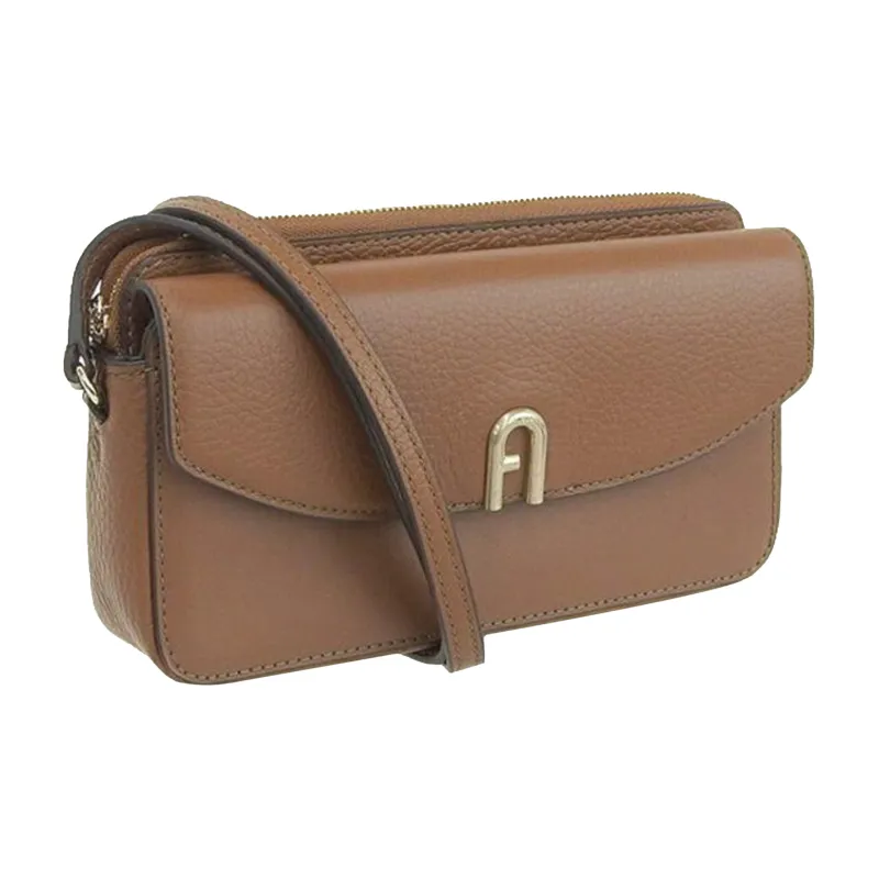 Furla Primula Calfskin Leather Shoulder Bag Women's Brown-1