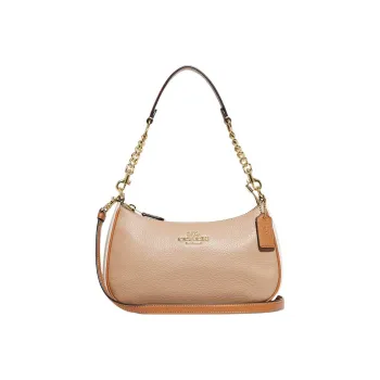 COACH Teri Leather Shoulder Bag, Handbag, Crossbody Bag, Shoulder Bag Women's Gold/Taupe Multicolor