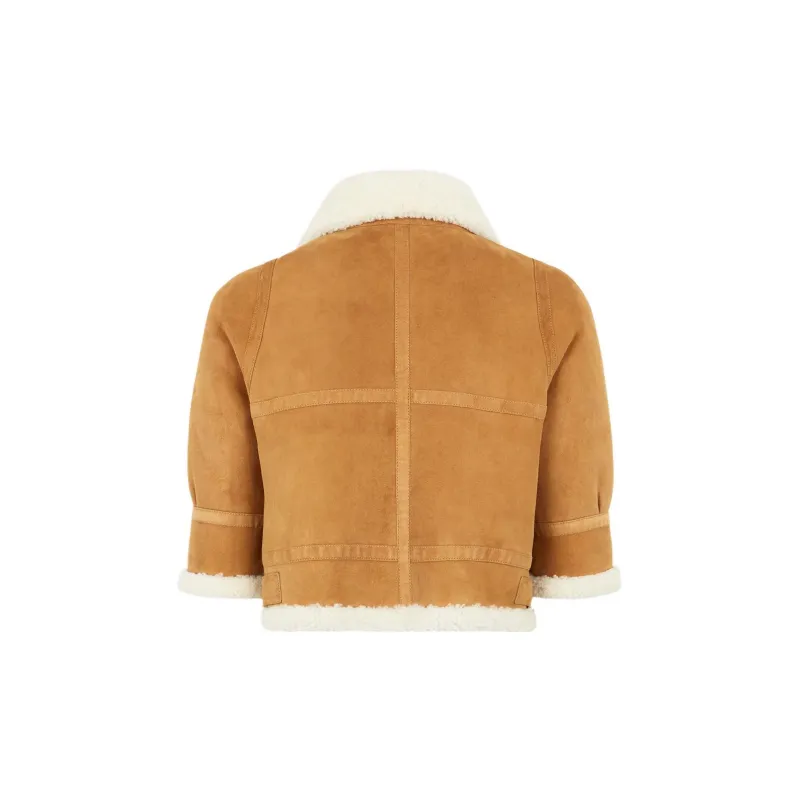 FENDI Leather Jackets Women's Brown-1