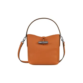 LONGCHAMP Cow Leather Bucket Bag Portable Crossbody Bag Shoulder Bag Small Size Women's Orange