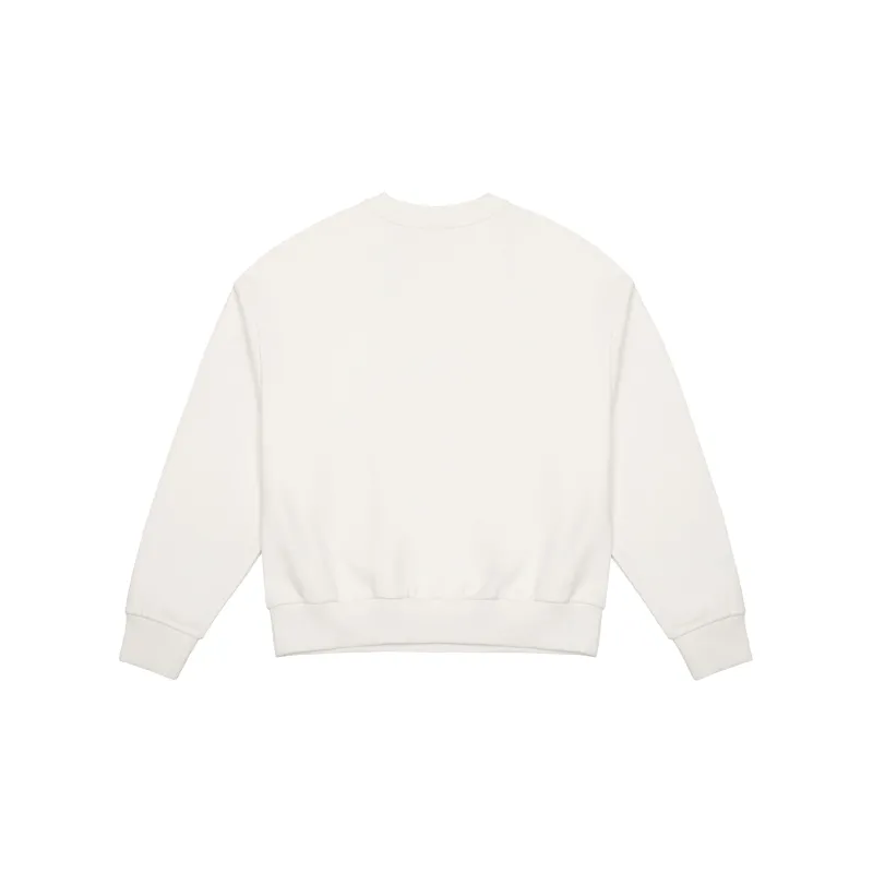 New Balance Crew Neck Loose Fit Sweatshirt Fall And Winter Spring Women's Ivory-1
