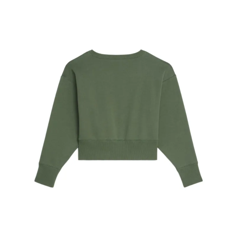 CELINE Paris SS22 Women's Cropped Sweatshirt Olive Green-1