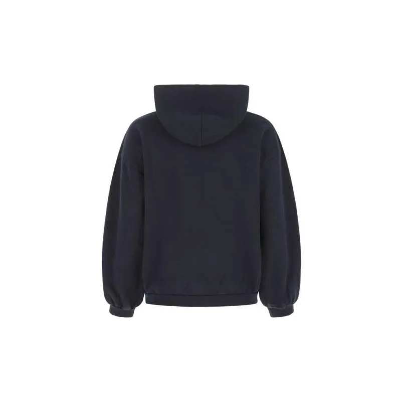Balenciaga Women's 3B Sport Embroidered Hoodie Navy Blue-1