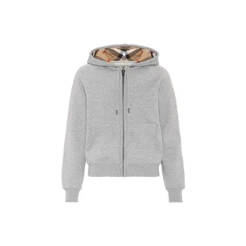Burberry Women'ss Zip Up Hooded Fleece Sweatshirt Gray