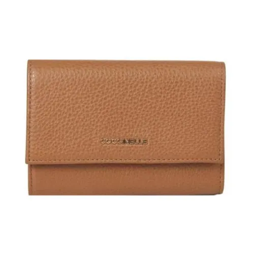 COCCINELLE Grained Calfskin Trifold Wallet Women's Brown