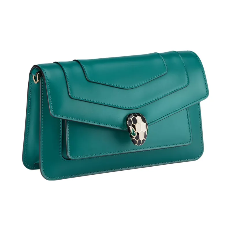 BVLGARI Cow Leather Crossbody Bag, Shoulder Bag Women's Green-1