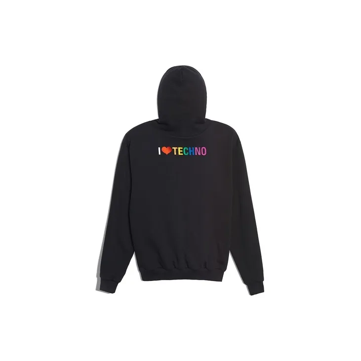Balenciaga I Love Techno Hooded Sweatshirt 'Black'-2