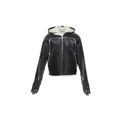 RICK OWENS Leather Jackets Women's Black