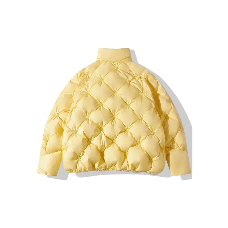 EPTISON WOMAN Shape Solid Color Stand Collar Loose Fit Thickened Cropped Down Jacket Women's-3