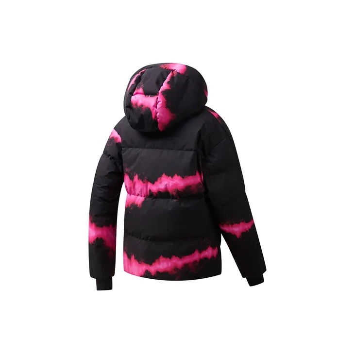 FILA Down Jackets Women's Pitch Black With Rose Red Print-1