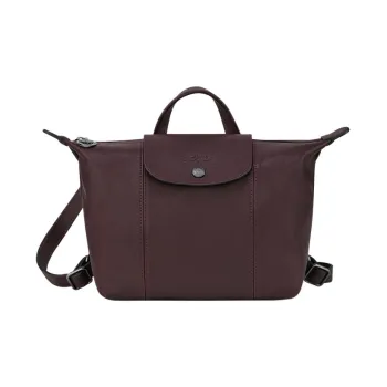LONGCHAMP Le Pliage Cuir Sheepskin Handbag Backpack Small Size Women's Deep Red