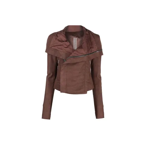 RICK OWENS Leather Jackets Women's Brown