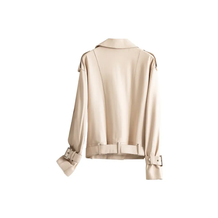 ENAGA Leather Jackets Women's Beige-1