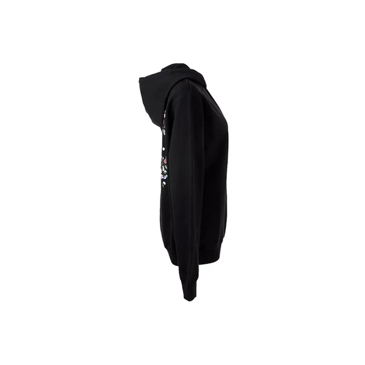 OFF WHITE Embroidered Floral Arrow Hoodie Black-2