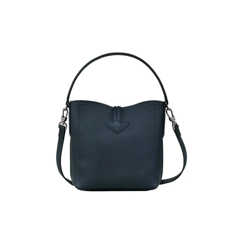 LONGCHAMP Cow Leather Bucket Bag Crossbody Handbag Shoulder Bag Small Size Women's Navy-3
