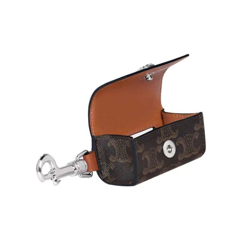 CELINE Triomphe Calfskin And Canvas Puppy Carrier Stand Unisex Tan-2