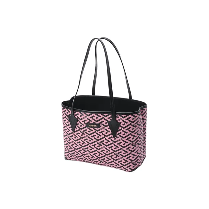 VERSACE Leather Trim Tote Bag Shopping Handbag Shoulder Bag Women's Pink-2